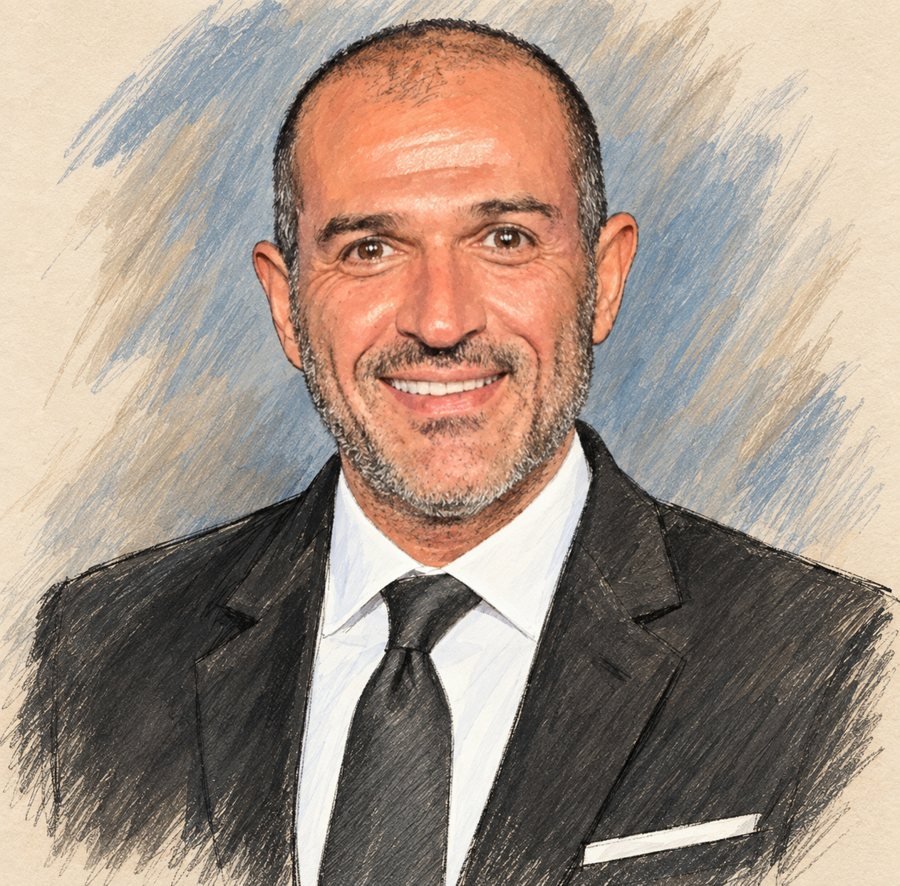 Sketch portrait of attorney Henrik Mosesi